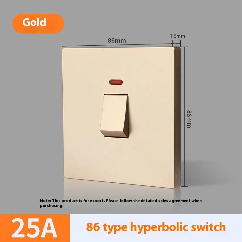 Water heater air conditioner high-current switch with light panel in curved rack design