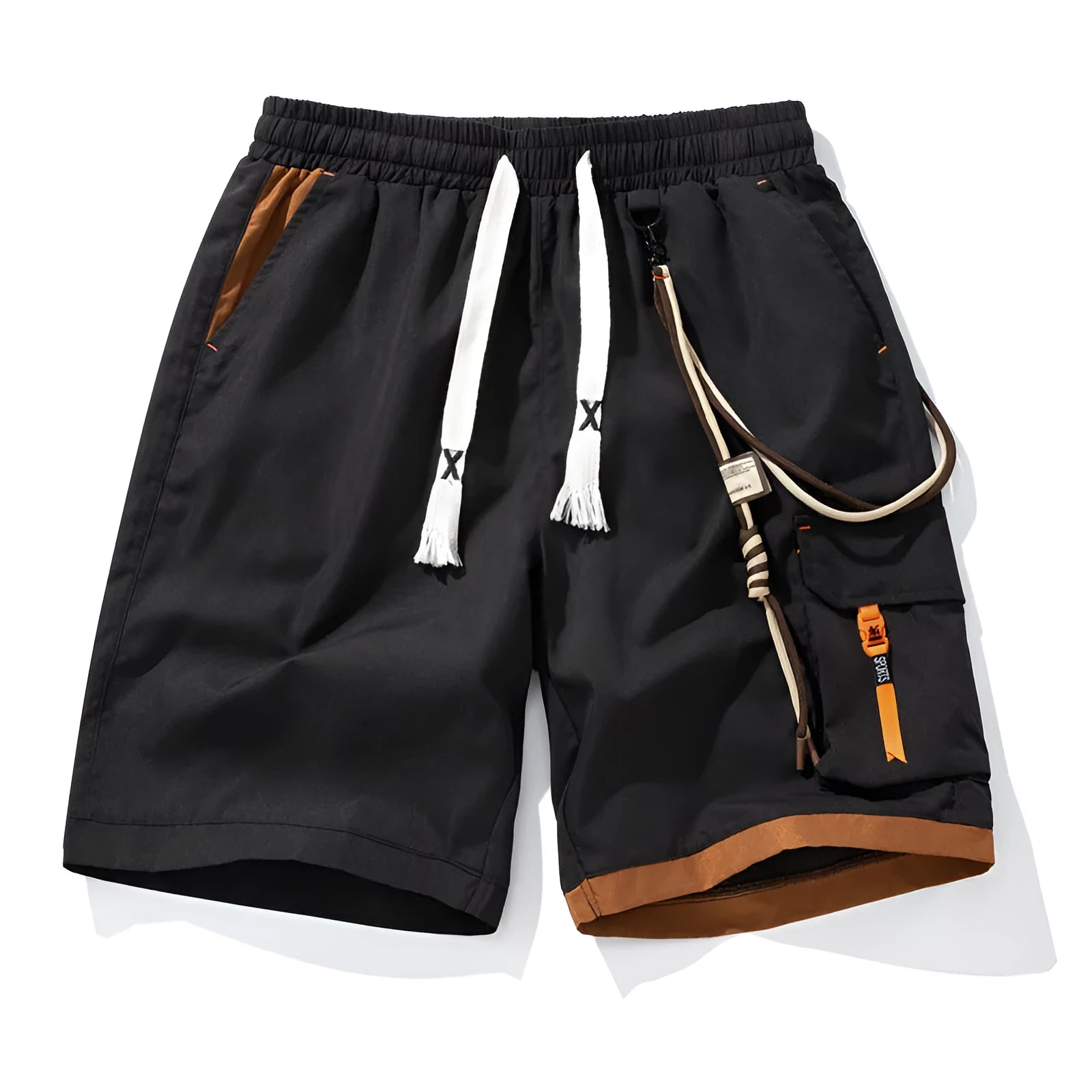 Man wearing loose-fit, high-waisted, cropped sports shorts in bamboo fibre.