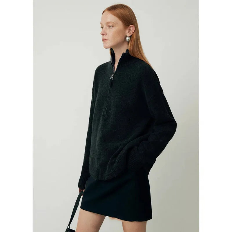 Women's loose lapels wool bandage dress in black or mountain rain grey for autumn winter