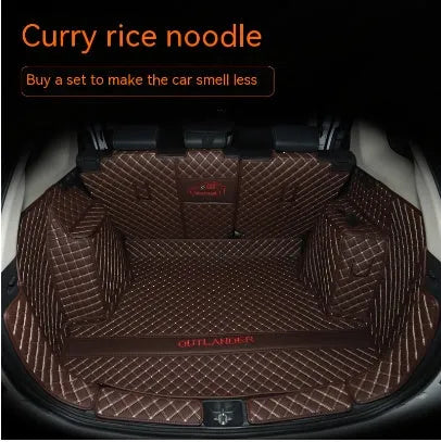 Mitsubishi Outlander car boot mat with 3D edging in wine red colour with contrasting stitching.