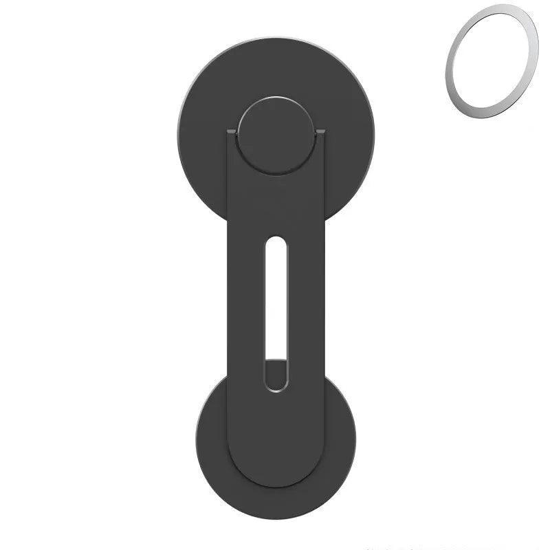 Silver aluminium alloy magnetic phone holder for car, shown next to its packaging box.