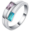 Copper ring with zircon inlay and electroplated silver finish in contemporary ins style