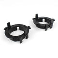 Black ABS plastic car headlight card holder showing dimensions, compatible with Nissan and Kia models.