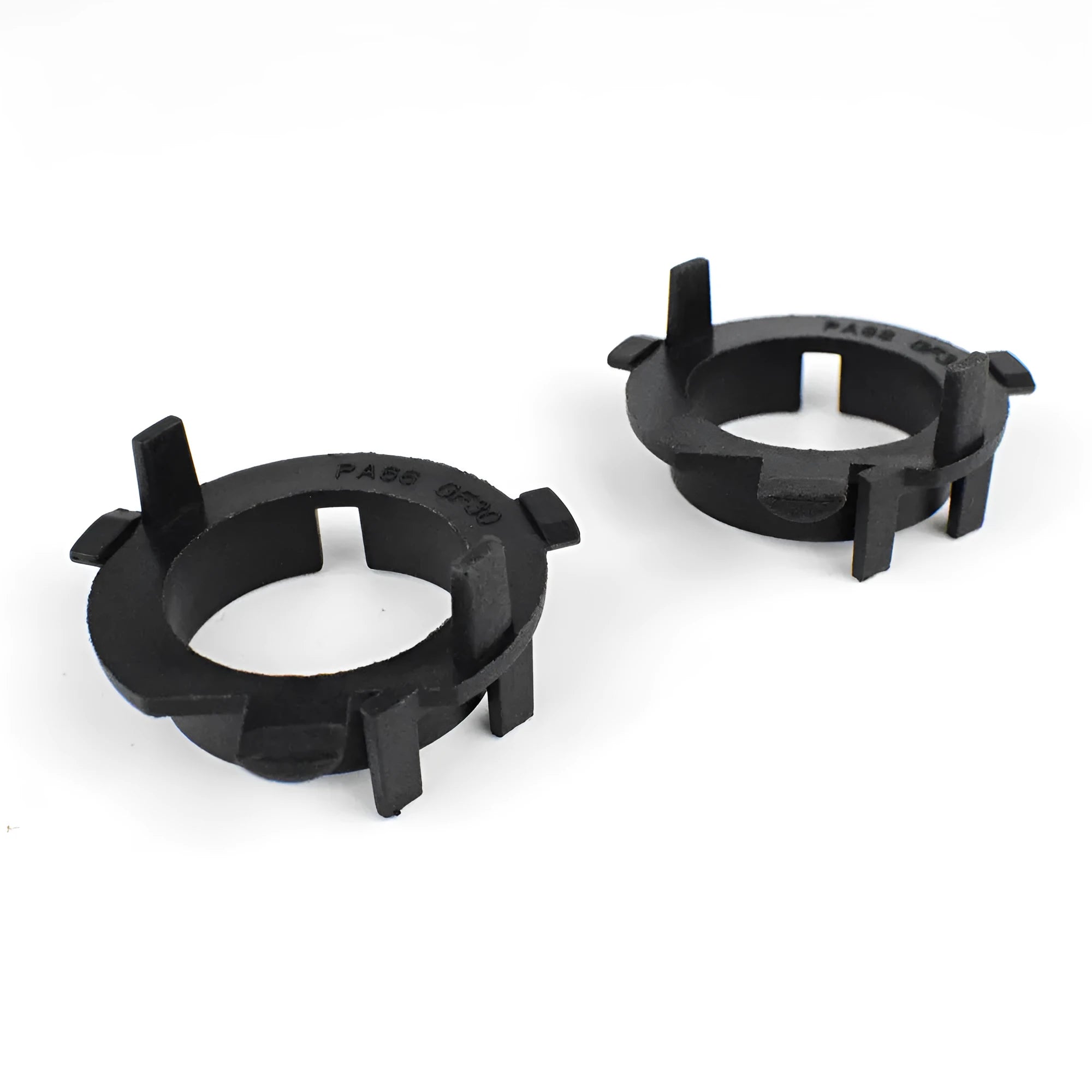Black ABS plastic car headlight card holder showing dimensions, compatible with Nissan and Kia models.