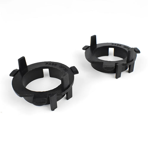 Black ABS plastic car headlight card holder showing dimensions, compatible with Nissan and Kia models.
