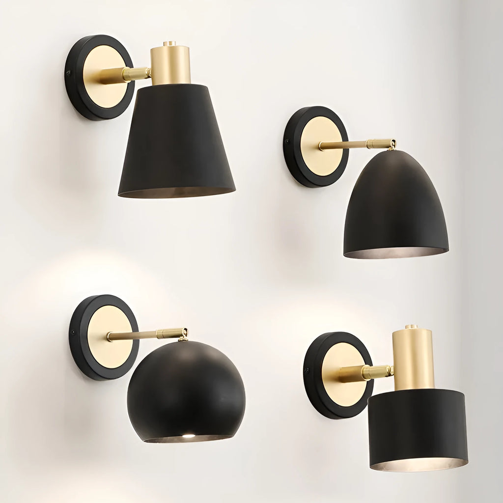 Nordic style iron wall lamp mounted beside bed with LED light illumination