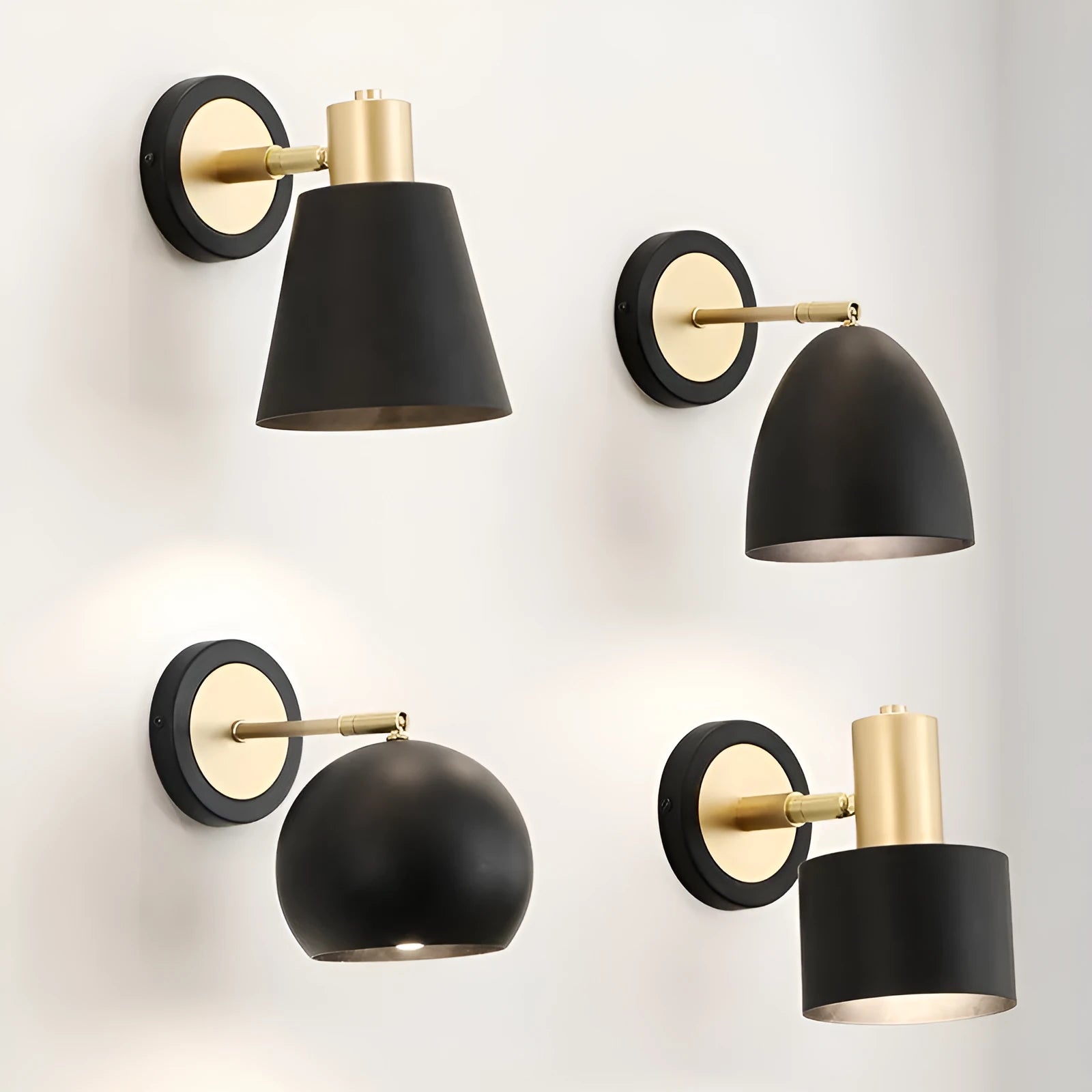 Nordic style iron wall lamp mounted beside bed with LED light illumination