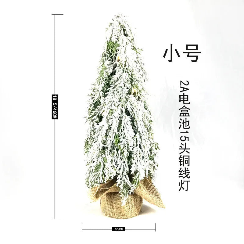 24-inch desktop Christmas tree with LED lights and PE simulation snow sprayer decoration
