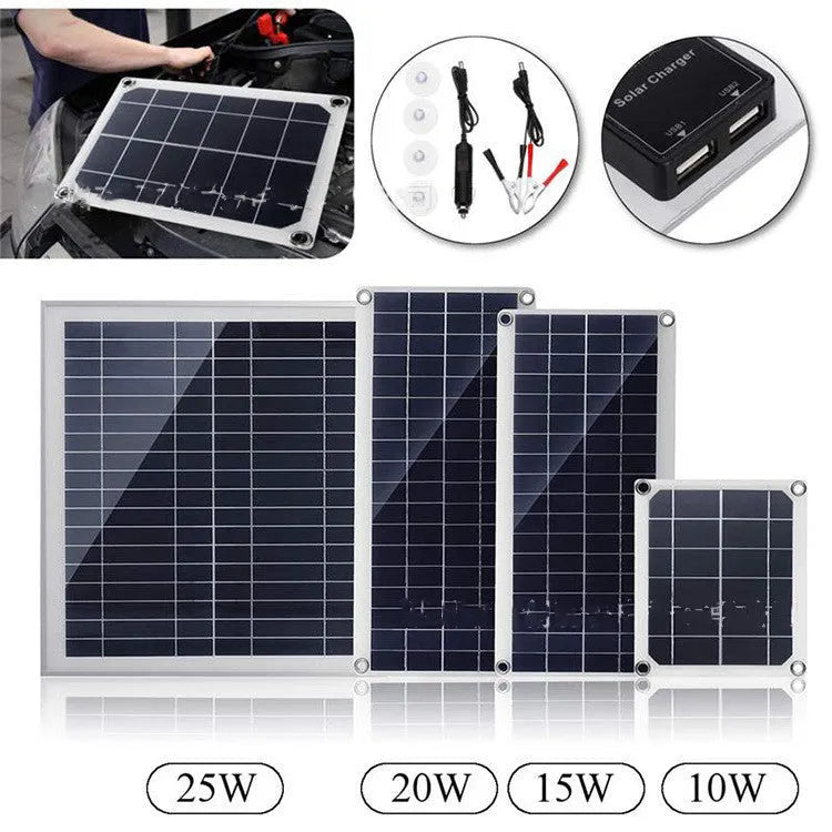 Polysilicon solar panel with dual USB ports for outdoor charging of phones and tablets