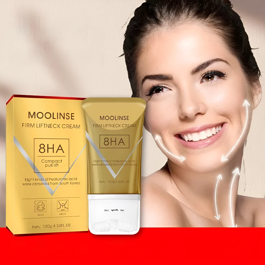 Neck moisturising cream with massage roller for dry skin application