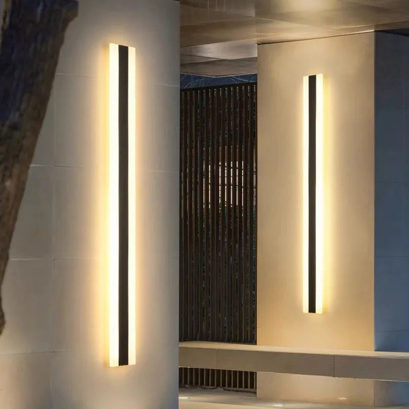 Outdoor straight LED strip wall lamp with wrought iron shell, 150cm length, IP65 waterproof rating