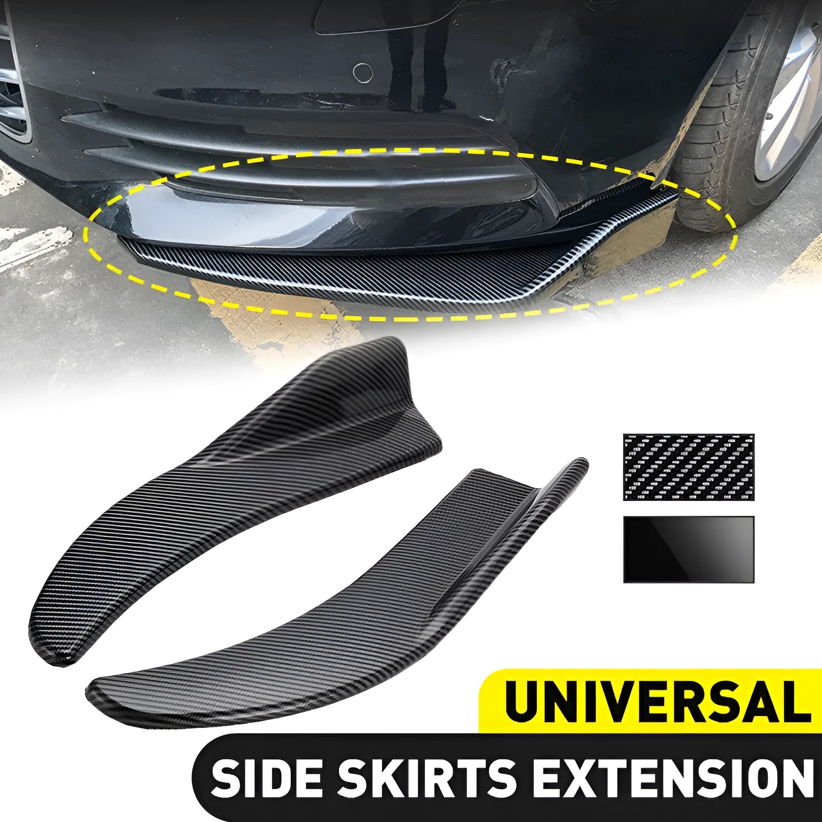 Pair of ABS car deflector lights with carbon fibre style finish for General Motors vehicles