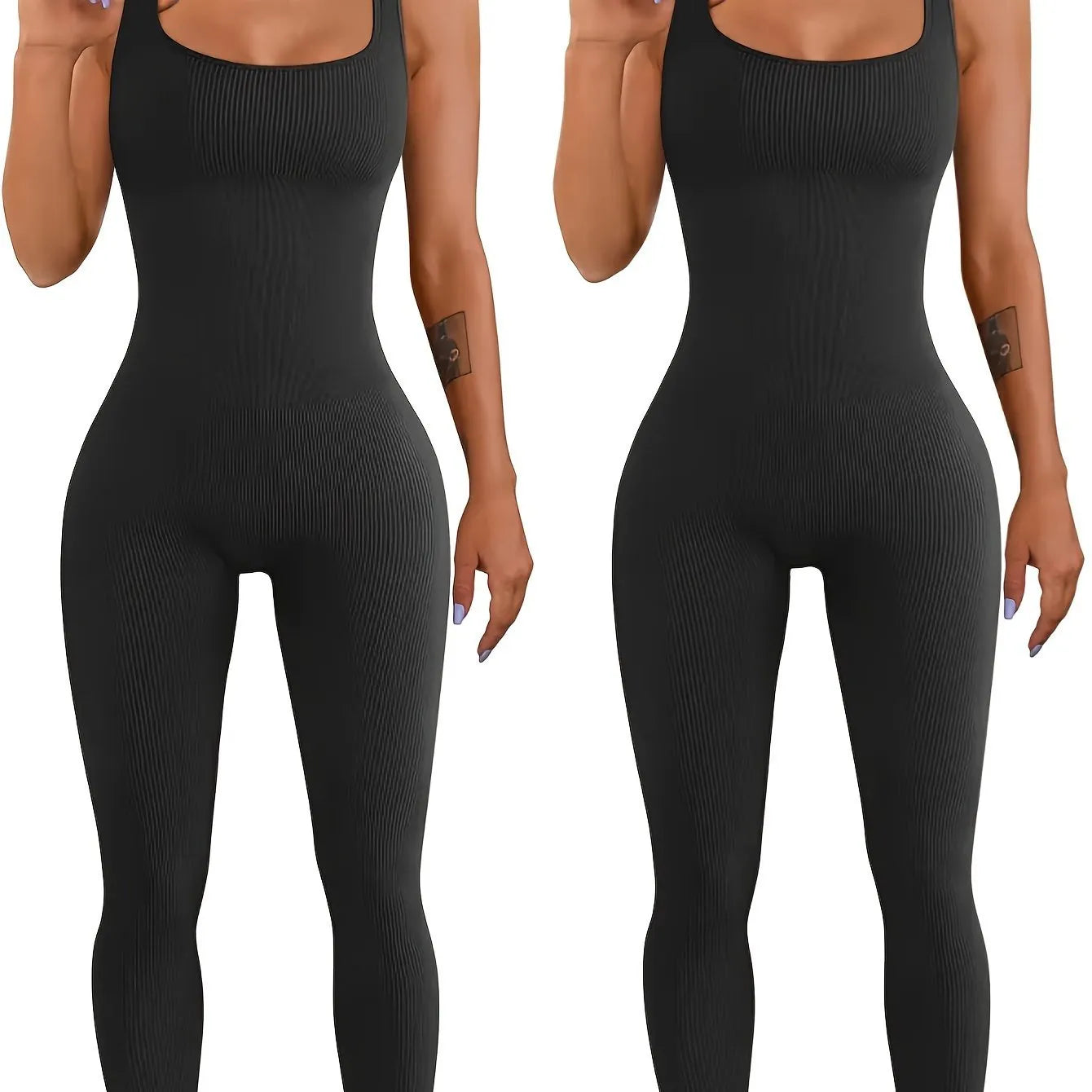 Women's spandex suspender tank top tights with long sleeves and button details