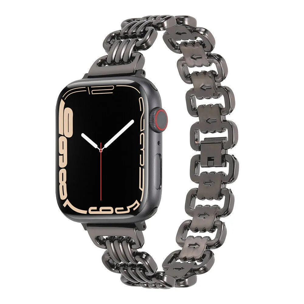 Alloy metal Apple watch bracelet in silver, black, gold, rose gold and starlight colour options