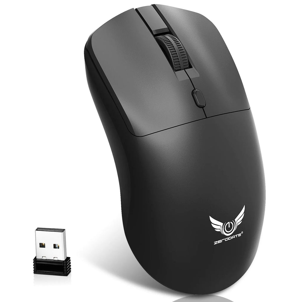 Black wireless mouse with three-gear audio button for laptop computers
