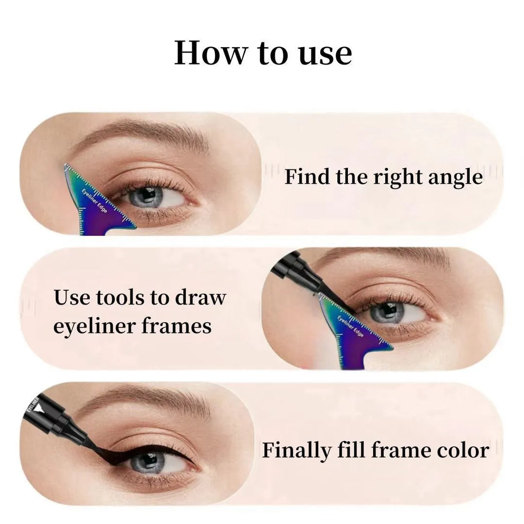 Reusable 3-in-1 eyeliner stencils tool for hooded eyes makeup application in pink colour