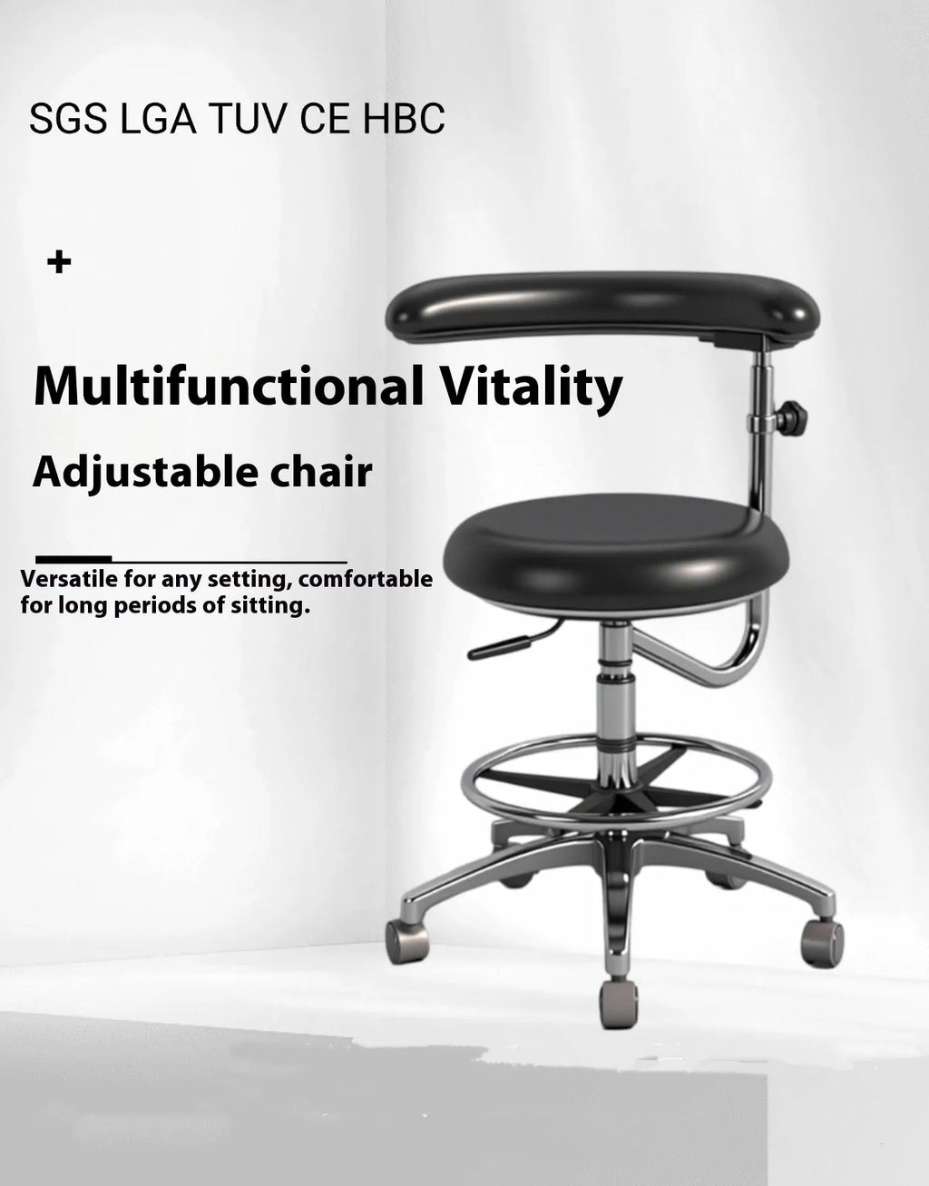 Black leather dental chair with lifting mechanism for dental hospital clinic use