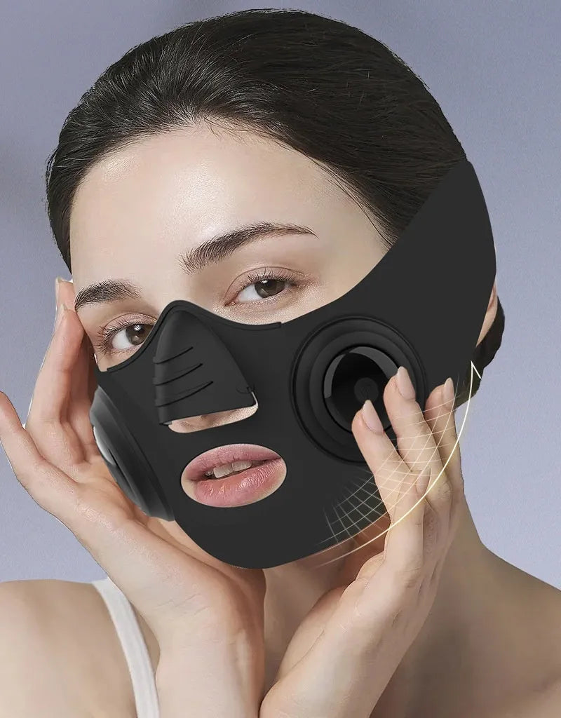 Black handheld photon mask beauty device with four gear settings and USB connection