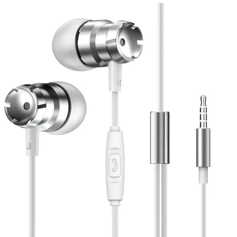 Metal turbo in-ear wired headphones with 3.5mm plug and microphone in various colours