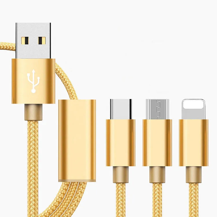 Three-in-one mobile phone charging cable with Micro USB connector in six colour options
