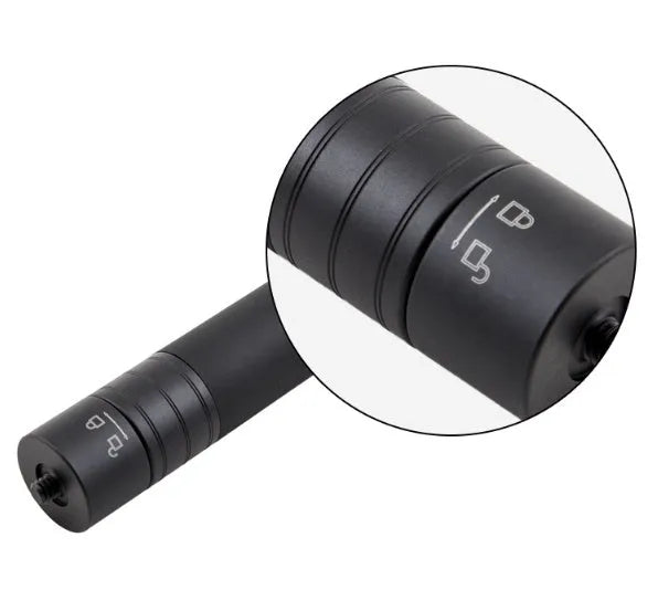 Black retractable hand-held stabilizer selfie stick extended for smartphone photography