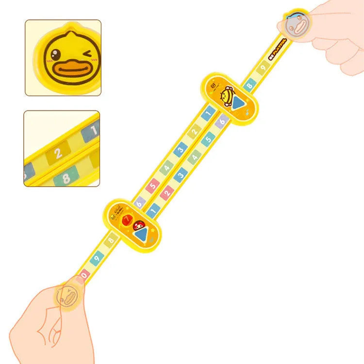 Bright yellow children's plastic ruler with cartoon digital design for educational maths learning