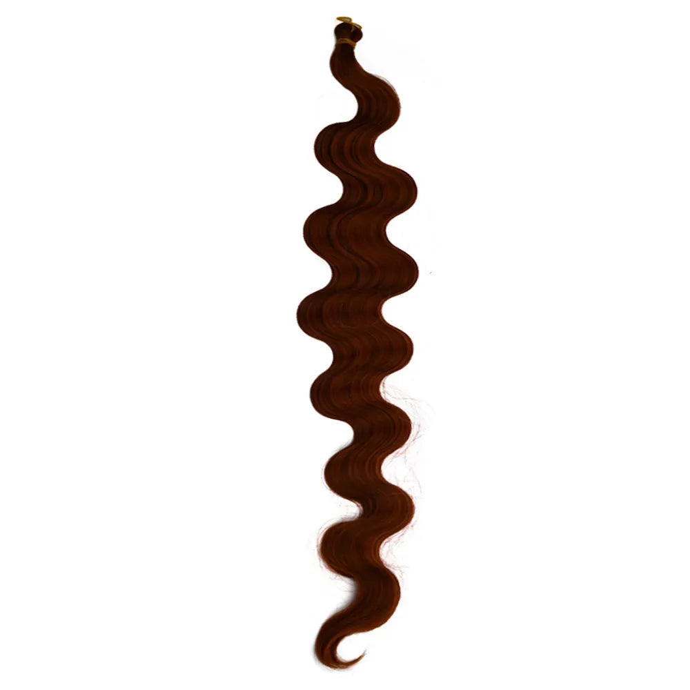 24-inch wine red synthetic wig with big wave texture and crochet braid base