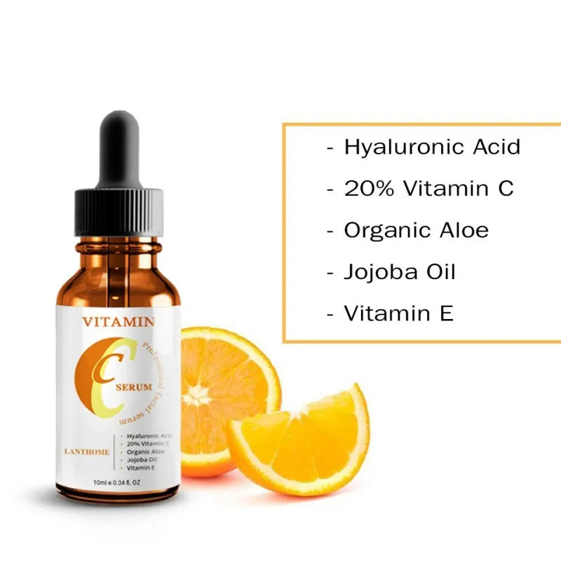 10ml bottle of Vitamin C Hyaluronic Acid Facial Serum for skin brightening and anti-aging