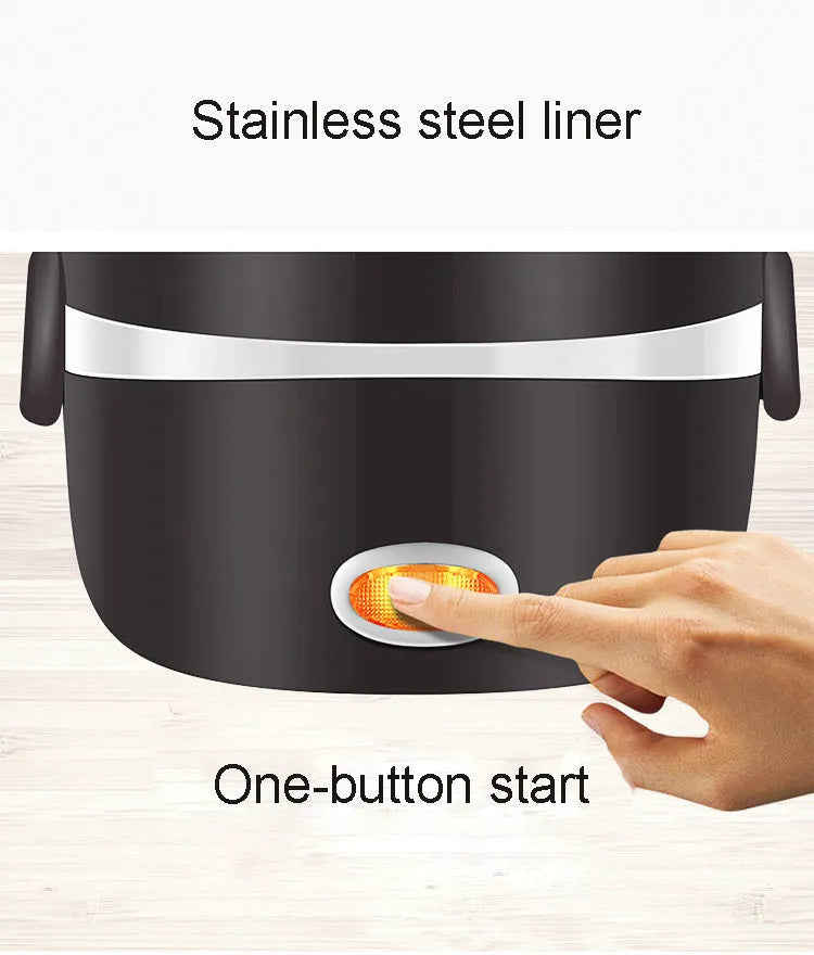 White multi-function electric lunch box with USB cable and two-layer or three-layer design options