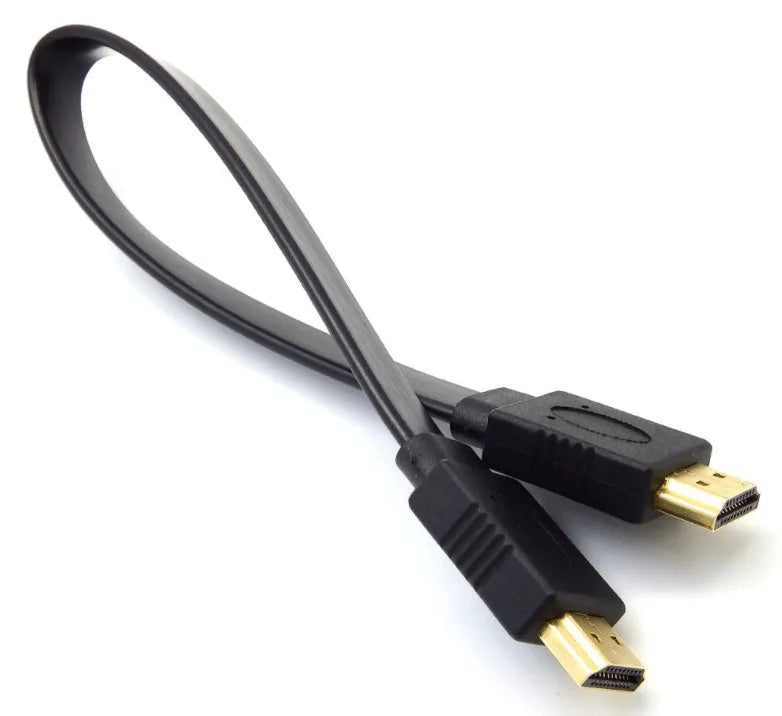 HDMI version 1.4 flat cable showing connectors and flexible flat wire design