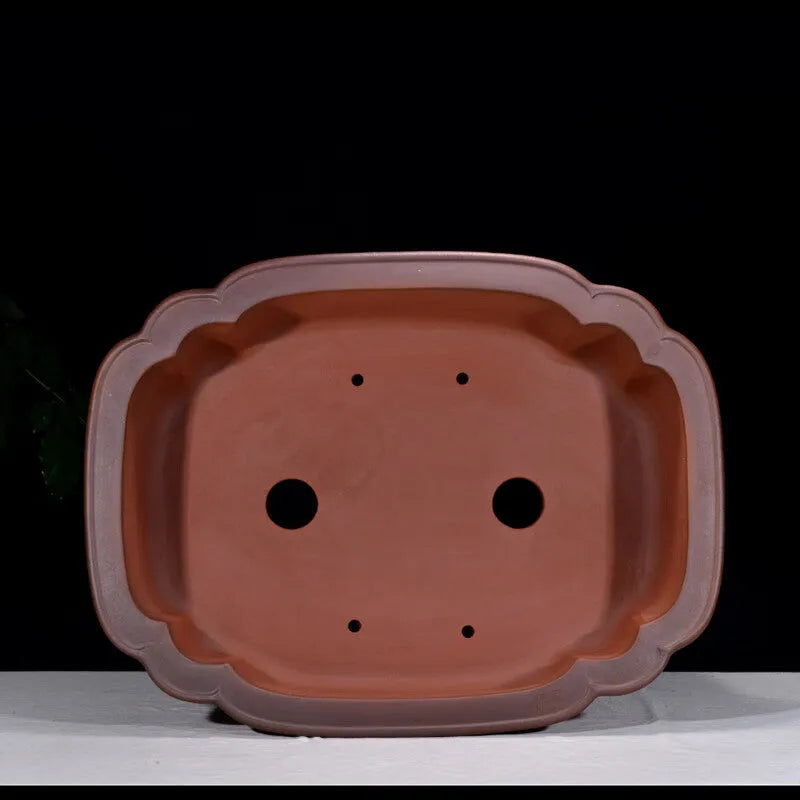 Chinese style purple clay rectangular flowerpot with antique finish, 71cm long garden planter