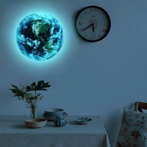 Glow in the dark 3D planet Earth wall sticker with removable adhesive in 10cm 20cm 30cm sizes