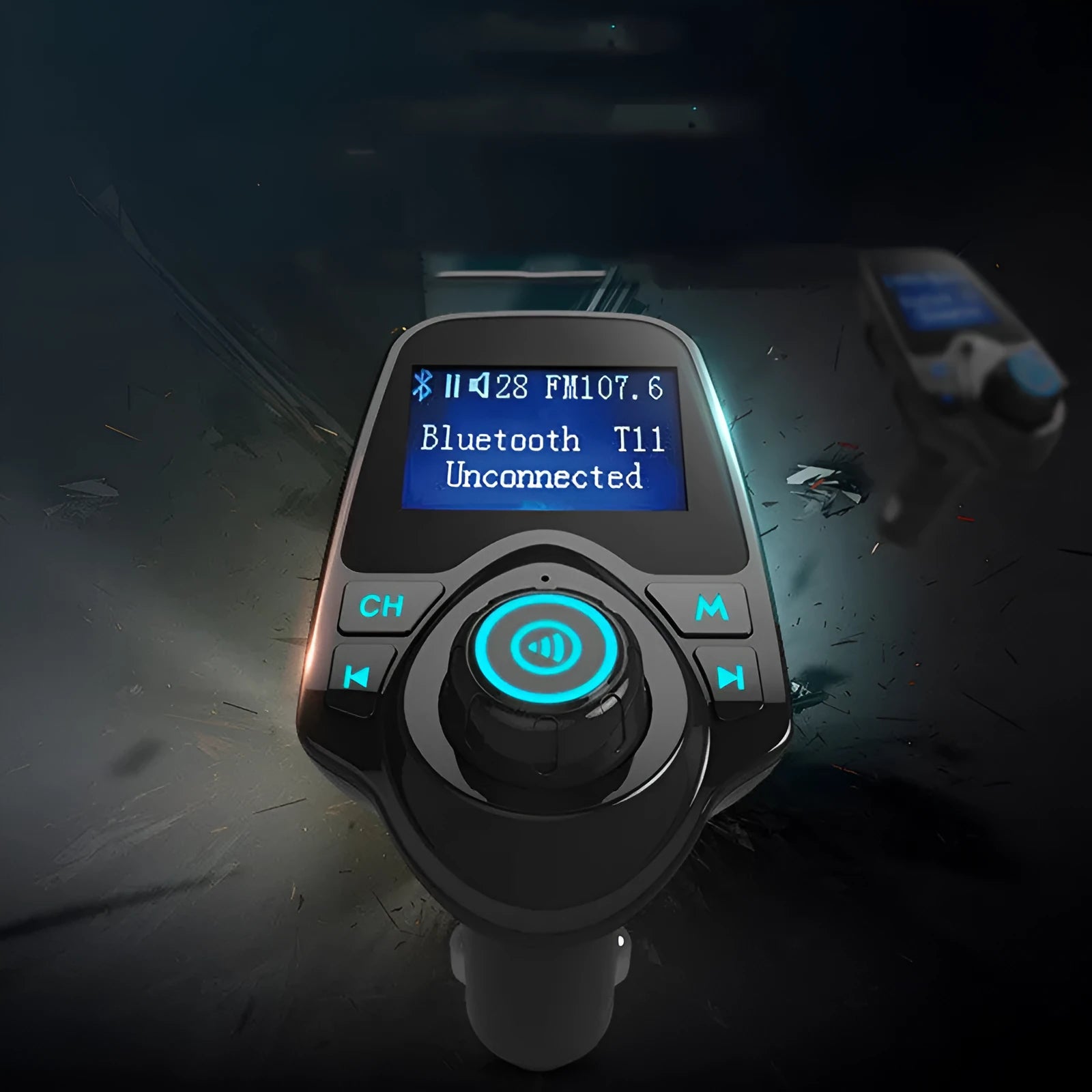 Black G7 Bluetooth car hands-free kit and FM transmitter with USB port