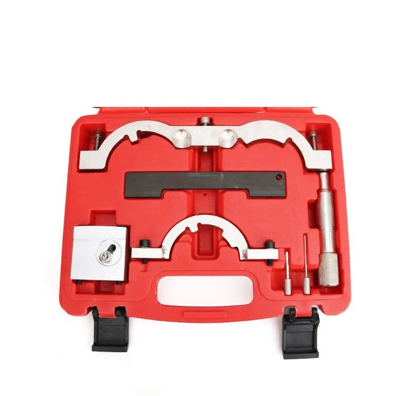Red chrome-vanadium steel Opel 1.4 LUJ engine timing tool set with seven professional automotive repair tools