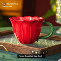 Ceramic breakfast cup with pastoral floral pattern and comfortable handle holding 500ml capacity
