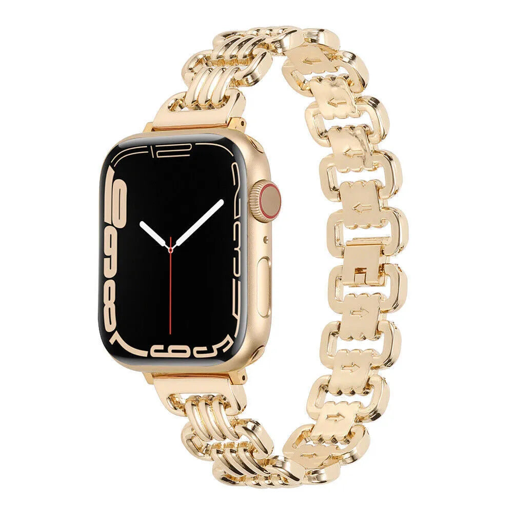 Alloy metal Apple watch bracelet in silver, black, gold, rose gold and starlight colour options