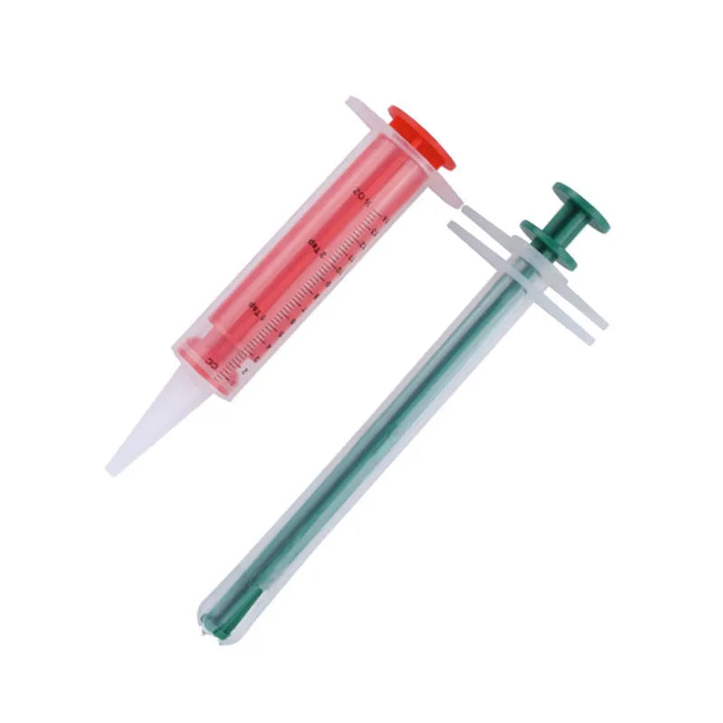 Two silicone pet pill shooters for administering tablets and capsules to cats and dogs