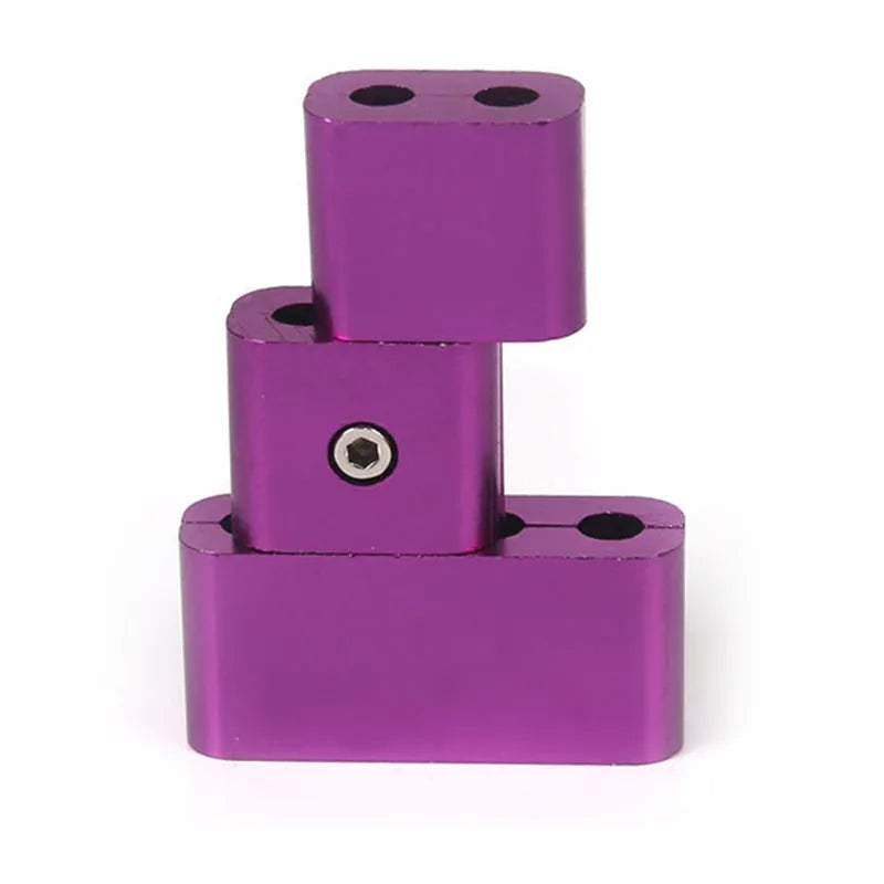 Three-piece metal car fastening clamp in assorted colours, shown with metal fixed sleeve, scale showing 55x30x25mm dimensions.