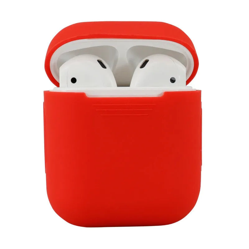 Silicone protective case cover for Apple AirPods 2 wireless headphones in multiple colour options.