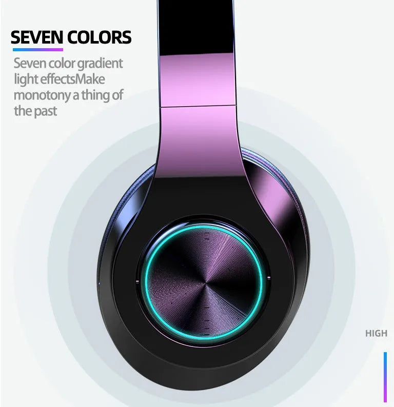 T6 wireless Bluetooth over-ear headset with microphone for calls and music.