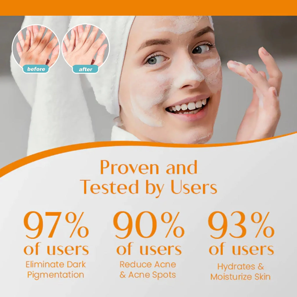 A single 100g whitening vitamin body care soap bar with kojic acid and botanical extracts.