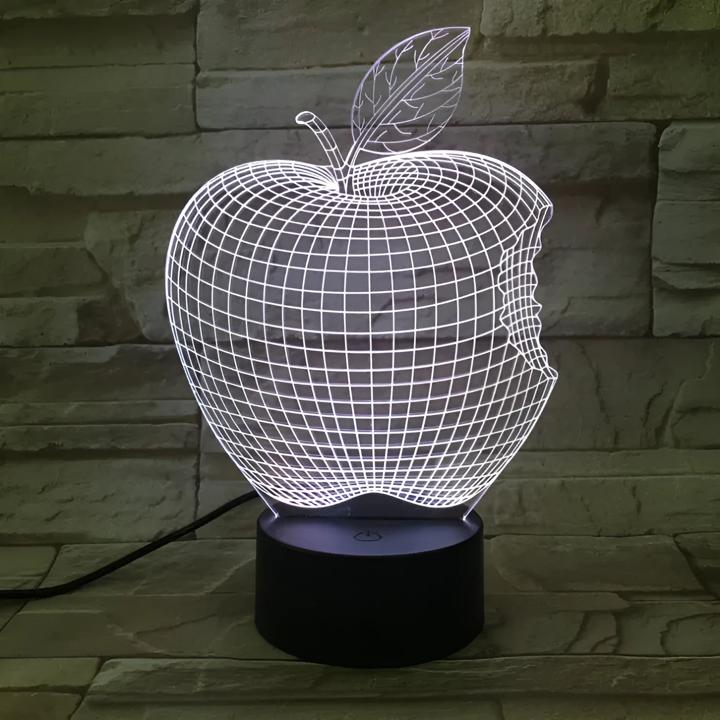 3D fruit decorative night light with seven colour LED illumination and touch control interface