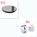 Black circular USB cup warmer pad with a tempered glass surface and dual temperature switch