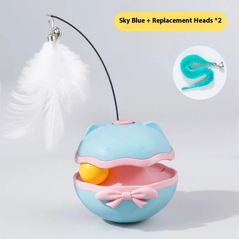 Electric cat toy tumbler in lemon yellow, sky blue, or soft fog grey for indoor cat play
