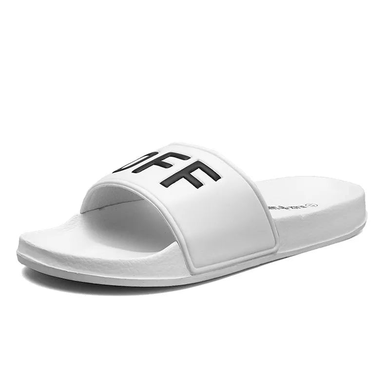 Men's open-toe personalised slippers with rubber sole in black and white colour options