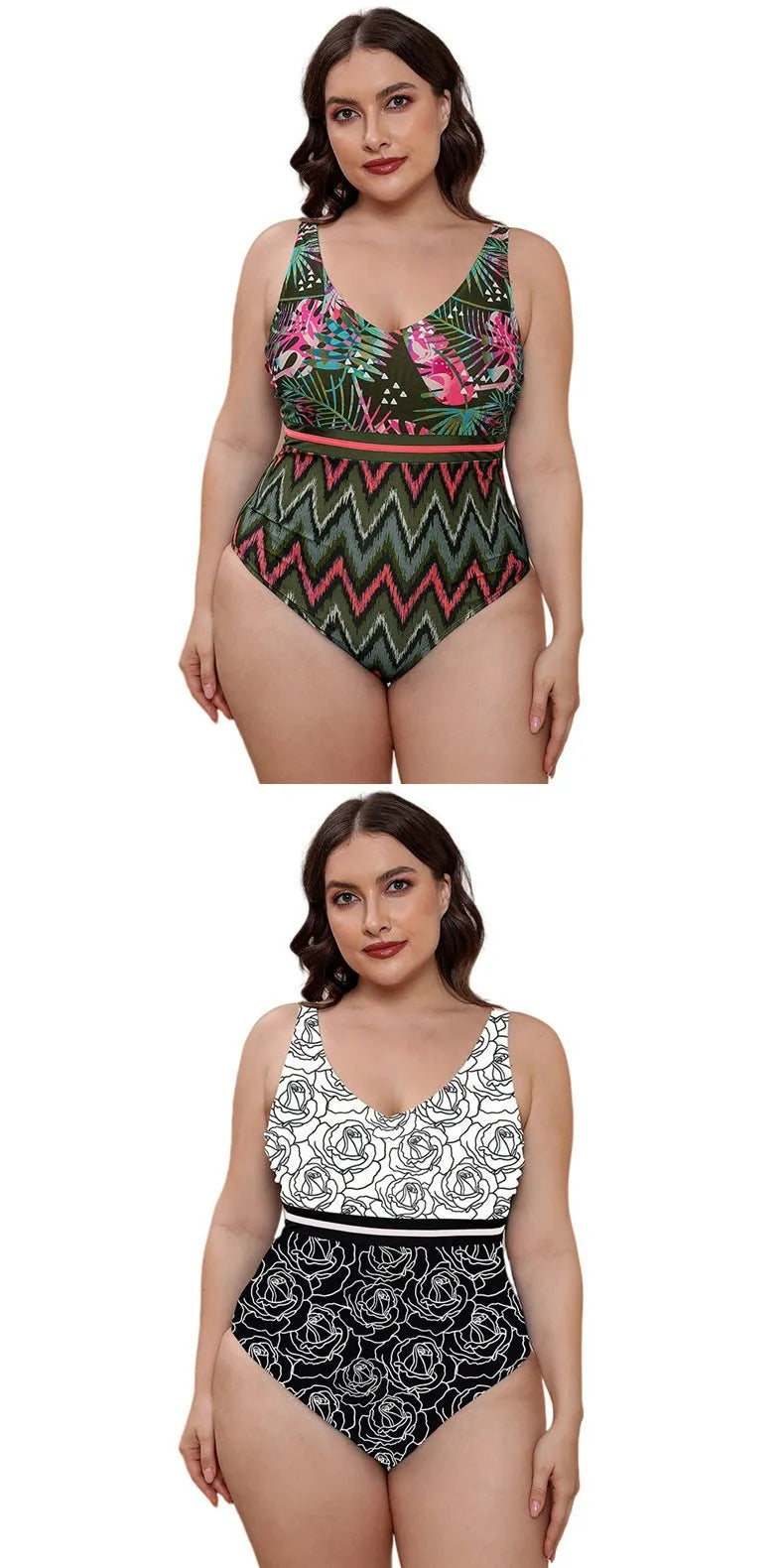 Women's printed one-piece swimsuit with spaghetti straps and striped vest design in blue pattern