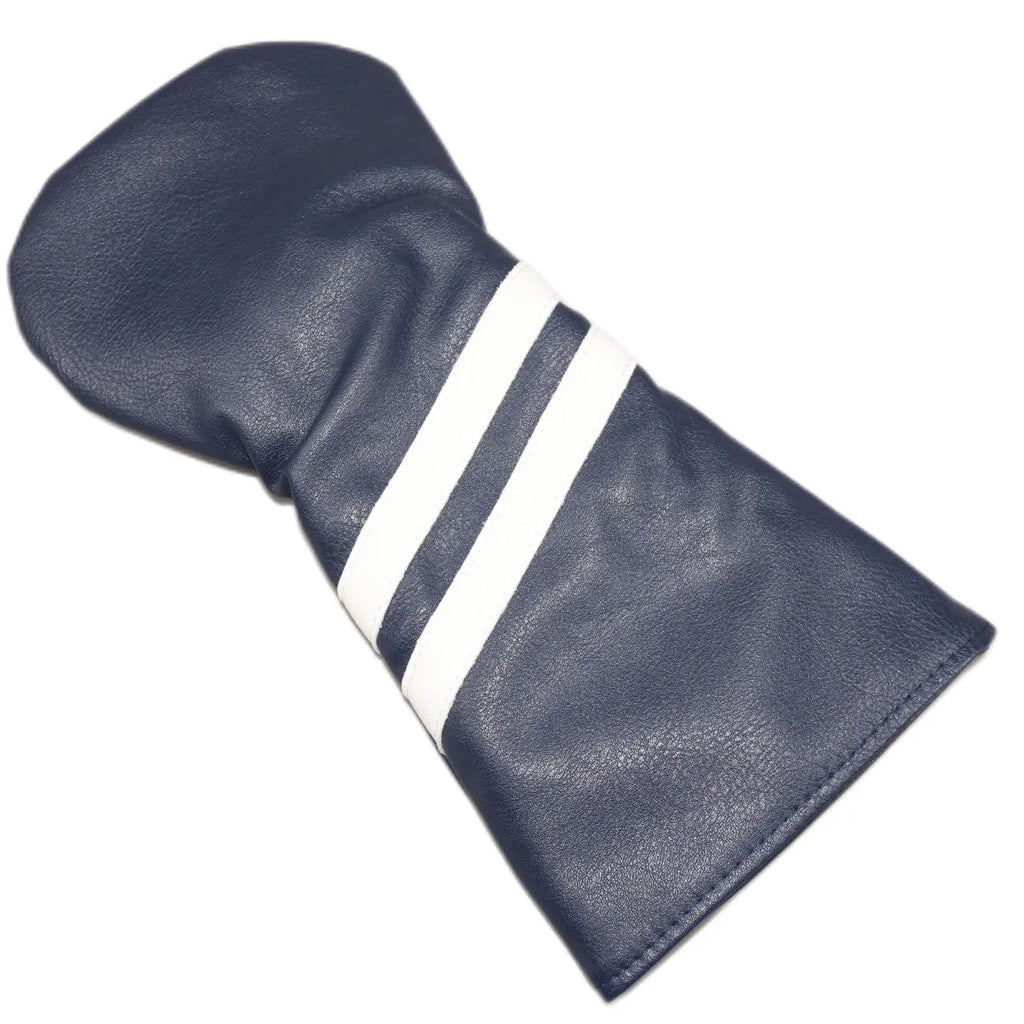 Golf club head cover with two oblique stripes, shown in multiple colours.