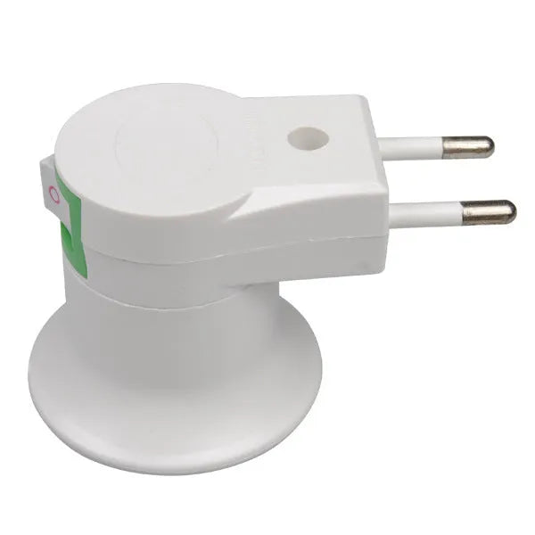 White E27 screw lamp holder adapter with wall plug and switch control