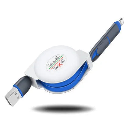 3 in 1 telescopic charging cable extended to 120 cm length with multiple connector options