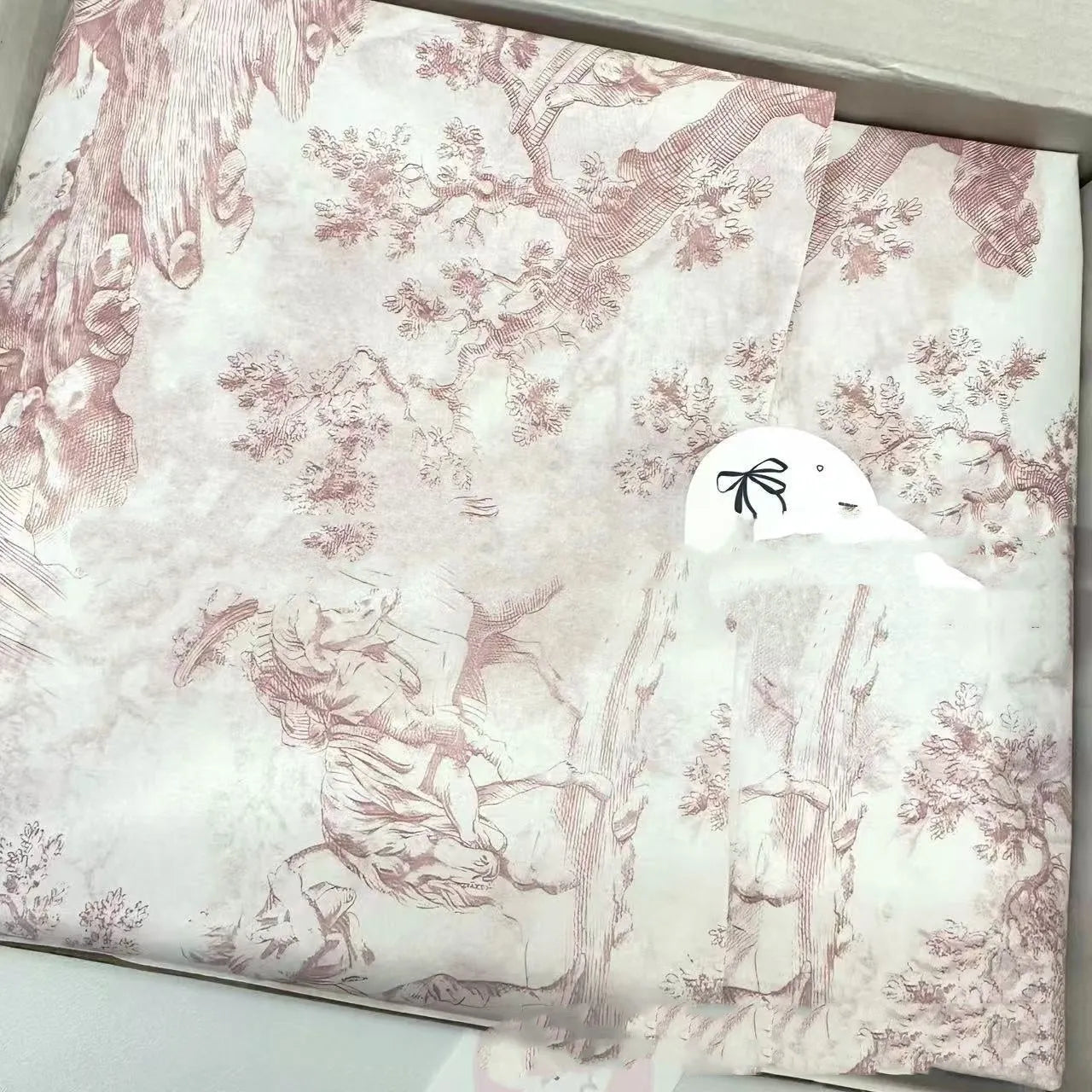 French Romantic retro style tissue wrapping paper sheet in pink purple colour, 50x70cm.